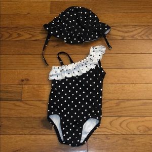 baby girl swim suit and hat
